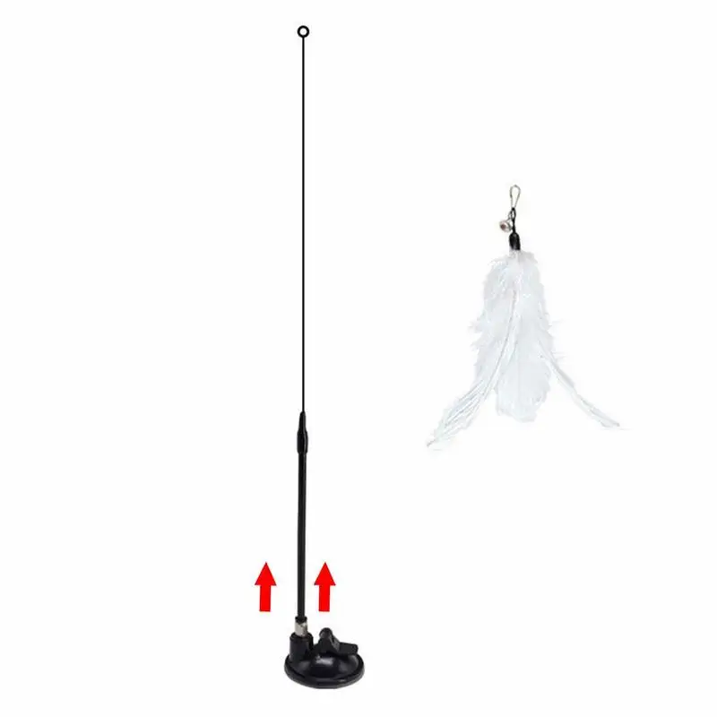 

Cat Teaser Wand Toy Suction Cup Cat Wire Toy Funny Cat Stick With Feathers And Bells Interactive Cat Toy Wand Kitten Toys For