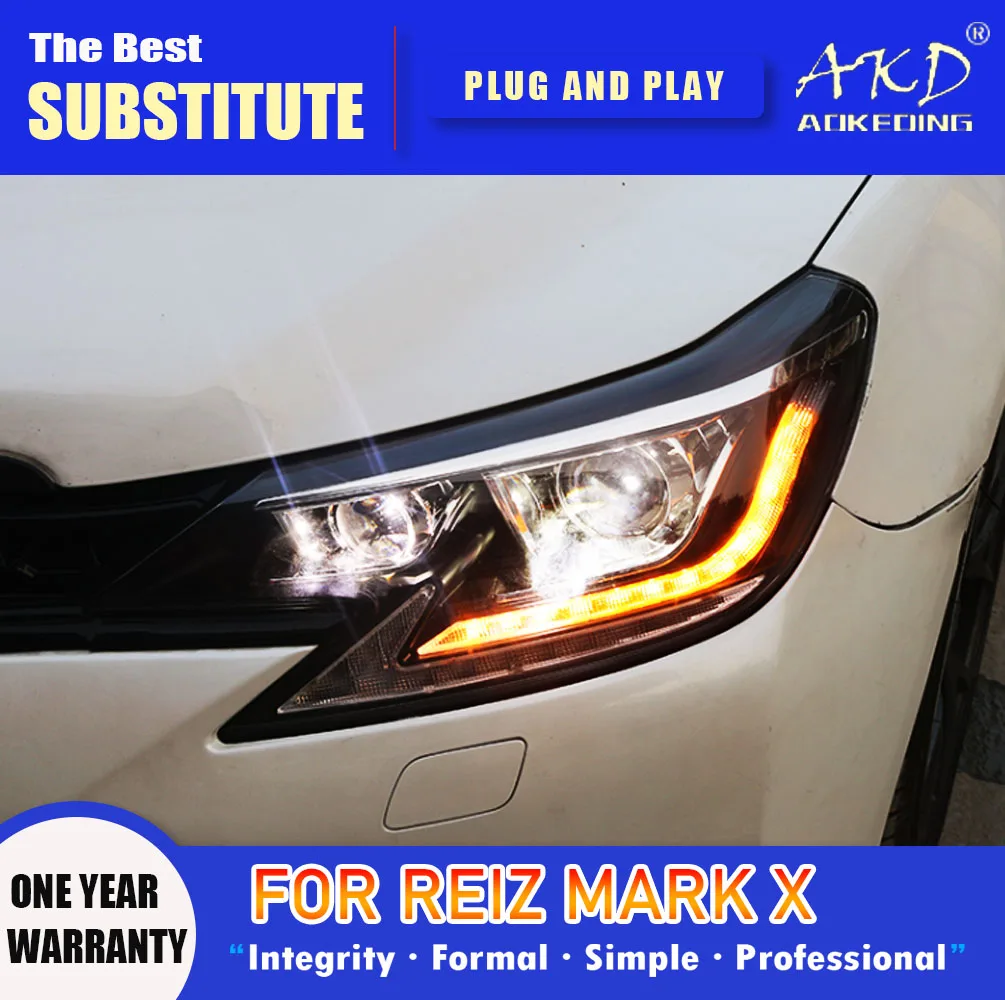 

Фара AKD для Toyota Mark X светодиодный фара 2013-2017 фары Reiz DRL сигнал поворота фара дальнего света объектив проектора Angel Eye