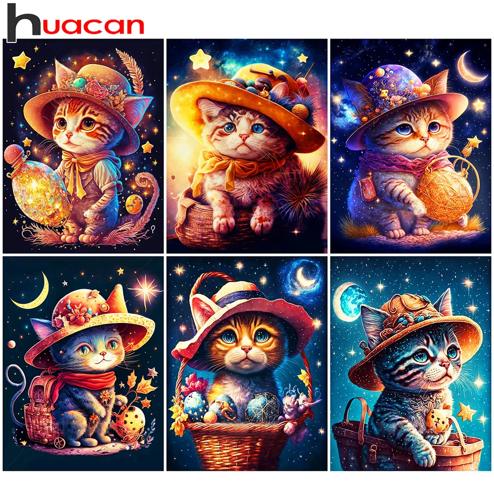 

Huacan алмазная мозаика полная кошка вышивка бисером животные картины новинки бисер для рукоделия декор для дома