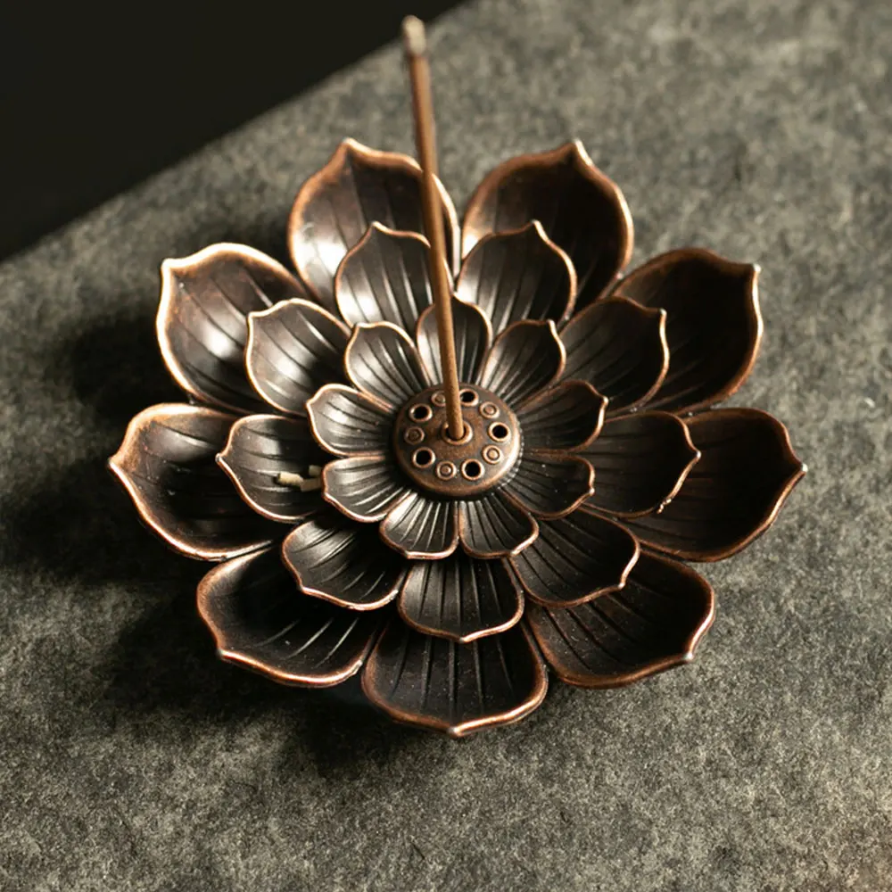 

Alloy Incense Burner Stick Seat Lotus Thread Incense Plate Incense Seat Buddhist Bronze Incense Insert Home Decoration