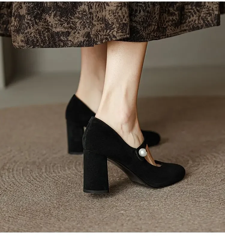 Женские туфли мэри джейн винтажные офисные классические черные туфли-лодочки с