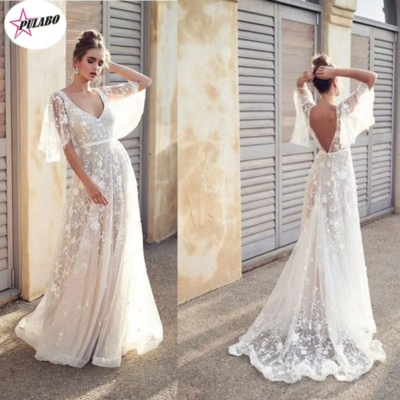 

Women Lace Elegant Long Gowns Romantic V-neck Maxi Backless Evening Club Wedding White Party Female Vestidos Female robe Dress
