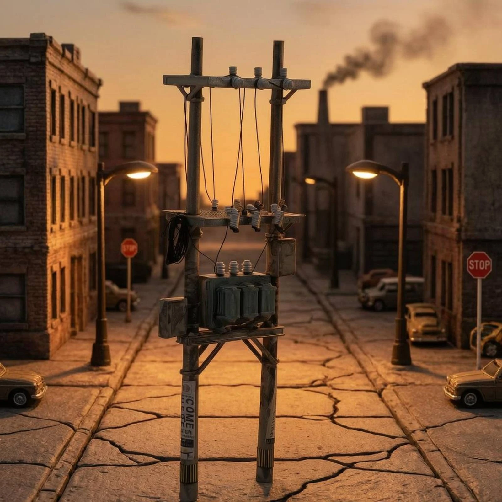 Фото Модель электрического столба в масштабе 1:64, миниатюрная модель трансформаторной подстанции, детализированная деталь для оформления сцены из смолы №5