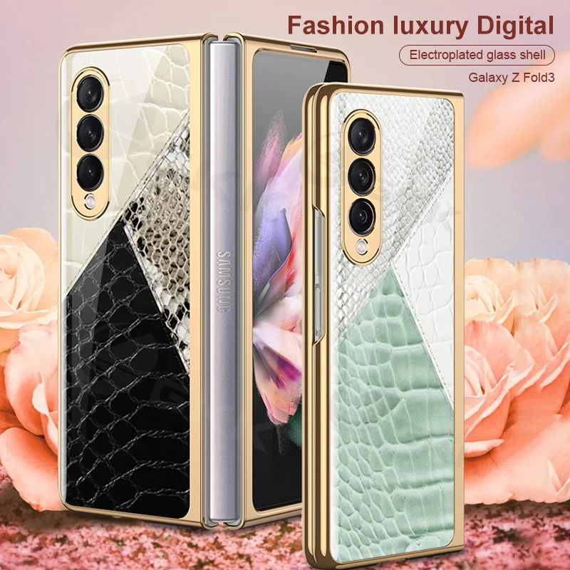 

GKK Original Glass Case For Samsung Galaxy Z Fold 3 2 5G Case Luxury Plating Edge Protection Case For Samsung Z Fold 3 5G Cover