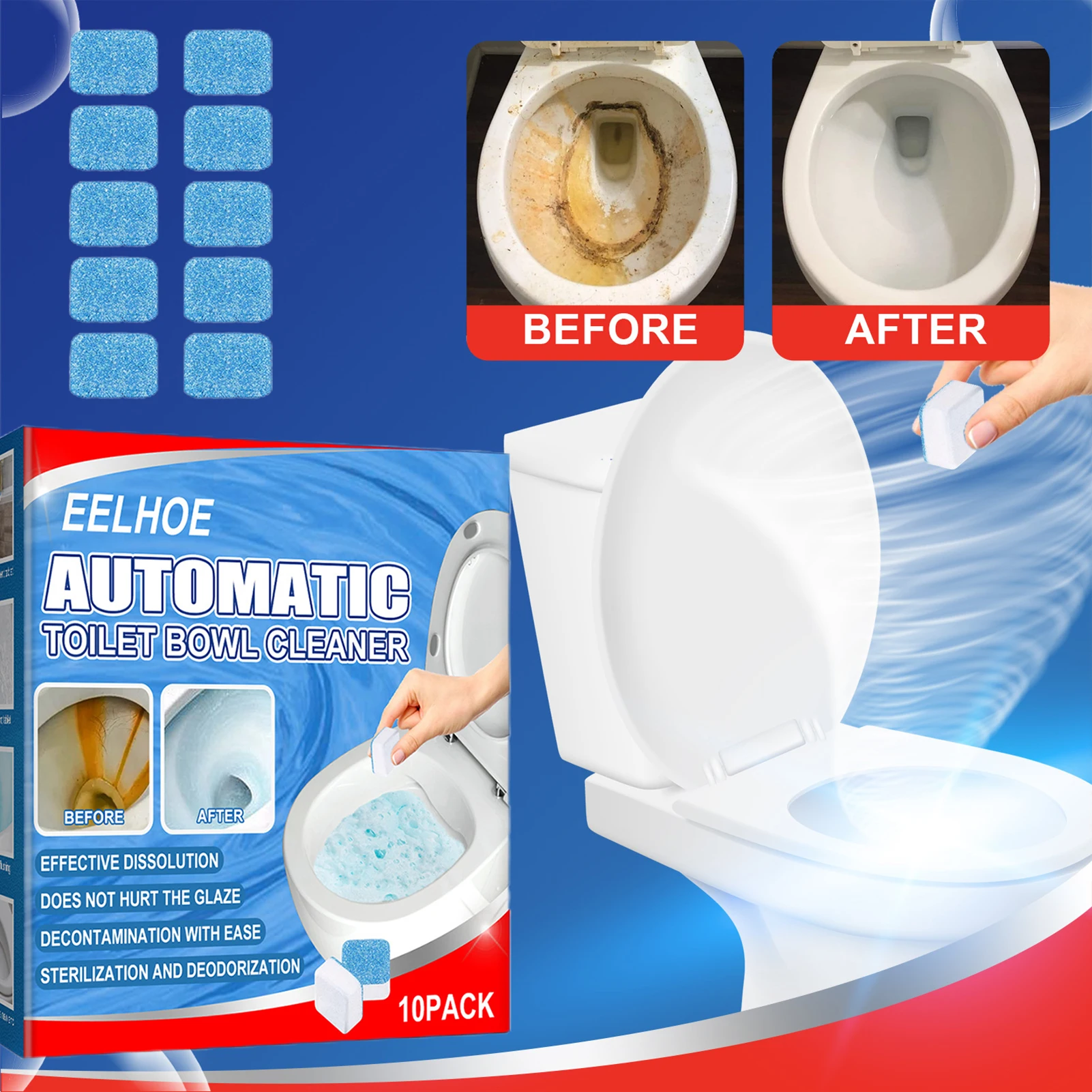 

10 шт., таблетки для очистки унитаза