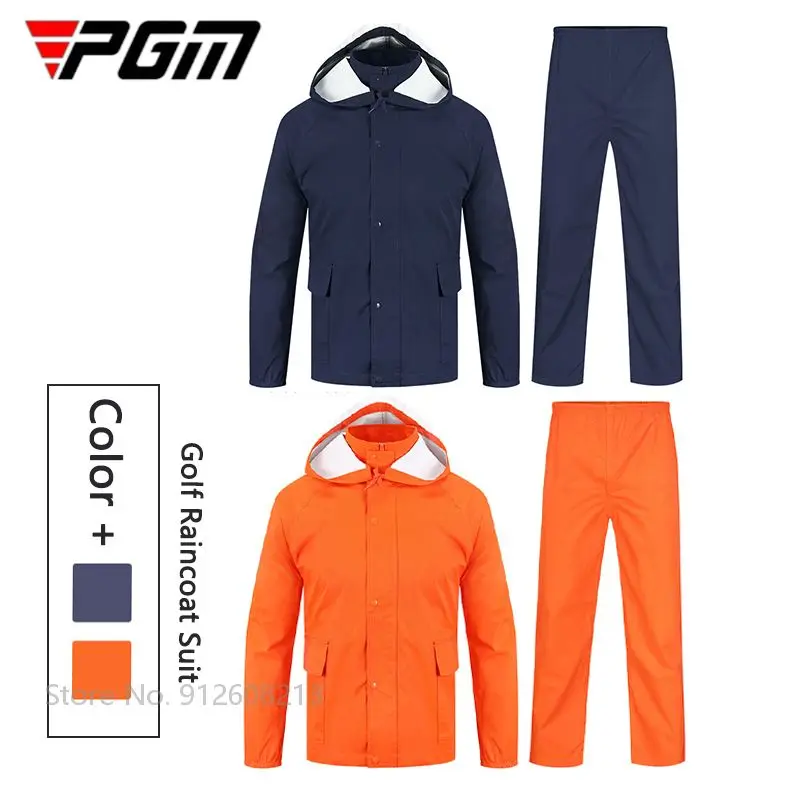 PGM Golf Raincoat Suit Men Waterproof Jacket Hooded Ultrathin Coat Golf Clothing Set Male Long Pants Rainproof Protect Gear