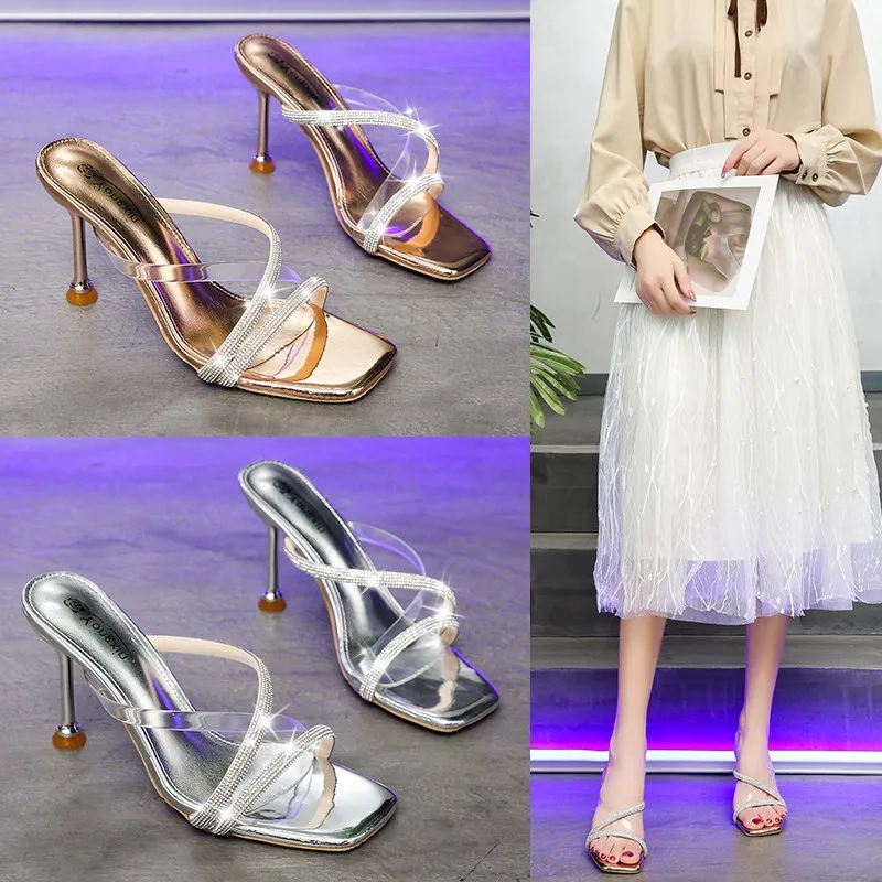 

Sexy Summer Women's Fashion Shoes Open Toe High Heels Transparent Pvc Sandals Glittering Transparent Crystal Cup High Heels