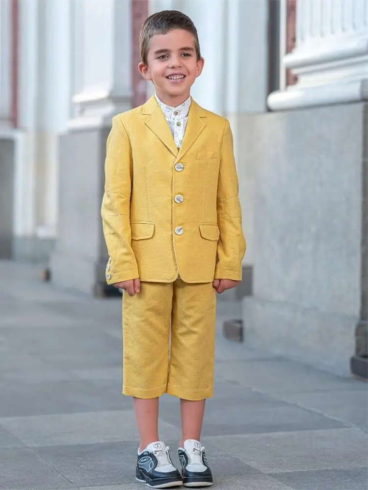 

Boys Suit Summer Set Blazer Shorts Single Breasted Flat Elastic Waist Tuxedo Formal Performance Clothes