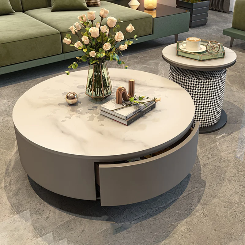 

Round Modern Coffee Table Luxury Auxiliary Center Middle Sweet Table Multifunction Couch Tavolino Da Salotto Bedroom Furniture