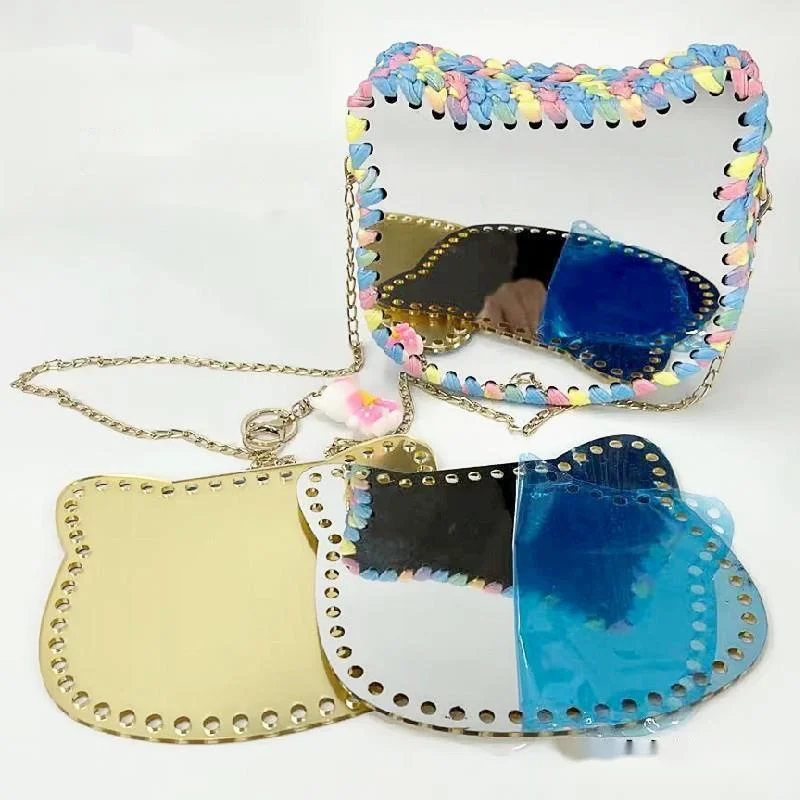 

DIY Acrylic Bottom Board Double-sided Cat Mirror Pane Reflective Bag Accessories Hand-woven Crochet Purse Hand Made Parts