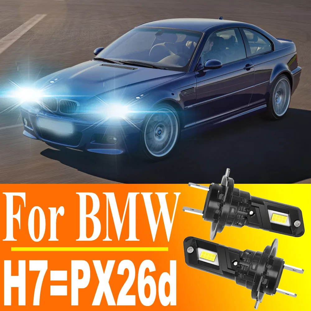 Фото 2 шт. светодиодные лампы H7 PX26d Canbus для фар BMW E46 E90 E87 E83 E70 F10 E84 E61, противотуманные фары, автомобильные турбо-диодные лампы 12V 55W №1