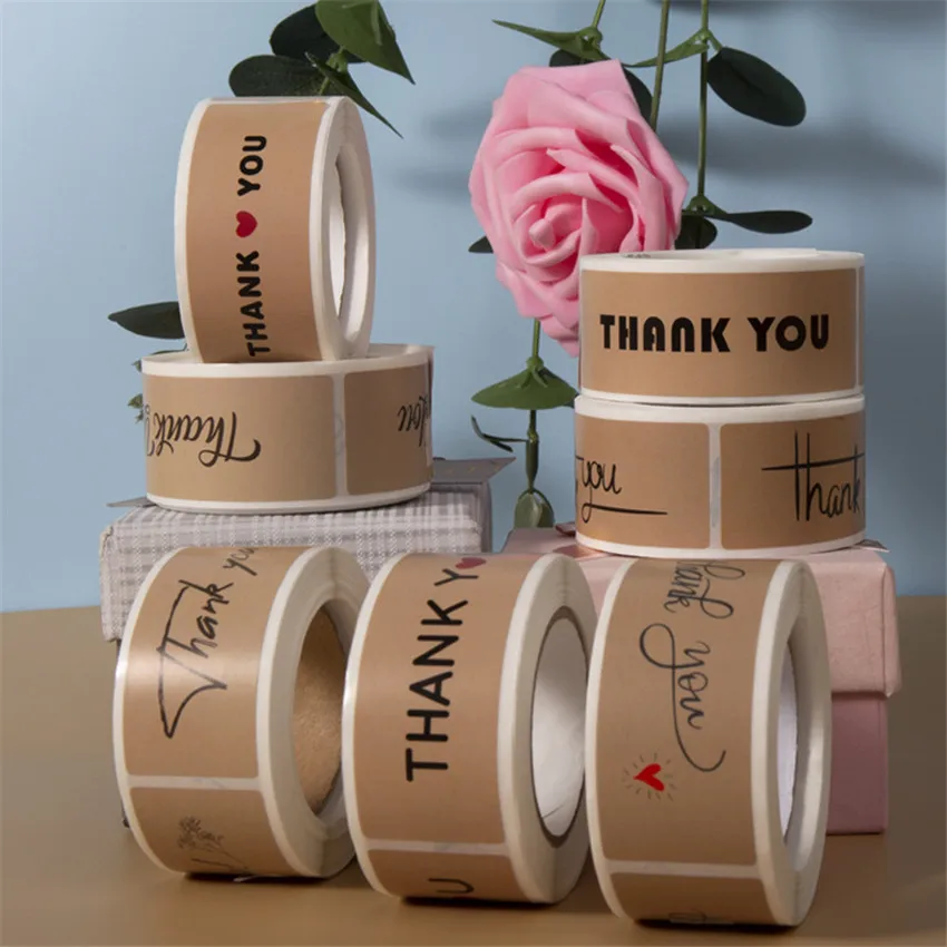 Наклейки из крафт-бумаги Thank You 150 шт. | Дом и сад