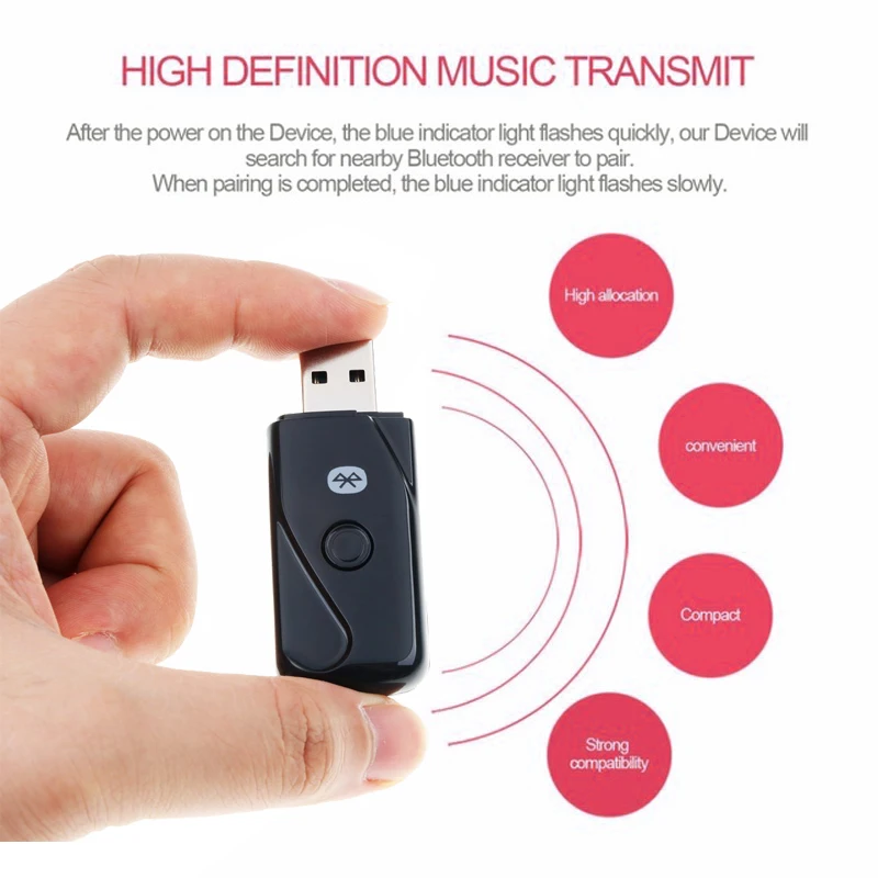 

Wireless USB 2.0 Bluetooth Transmitters Mini Adapter BT 4.2 Audio Music Stereo Transmit Dongle For PC Computer Headphone Speaker