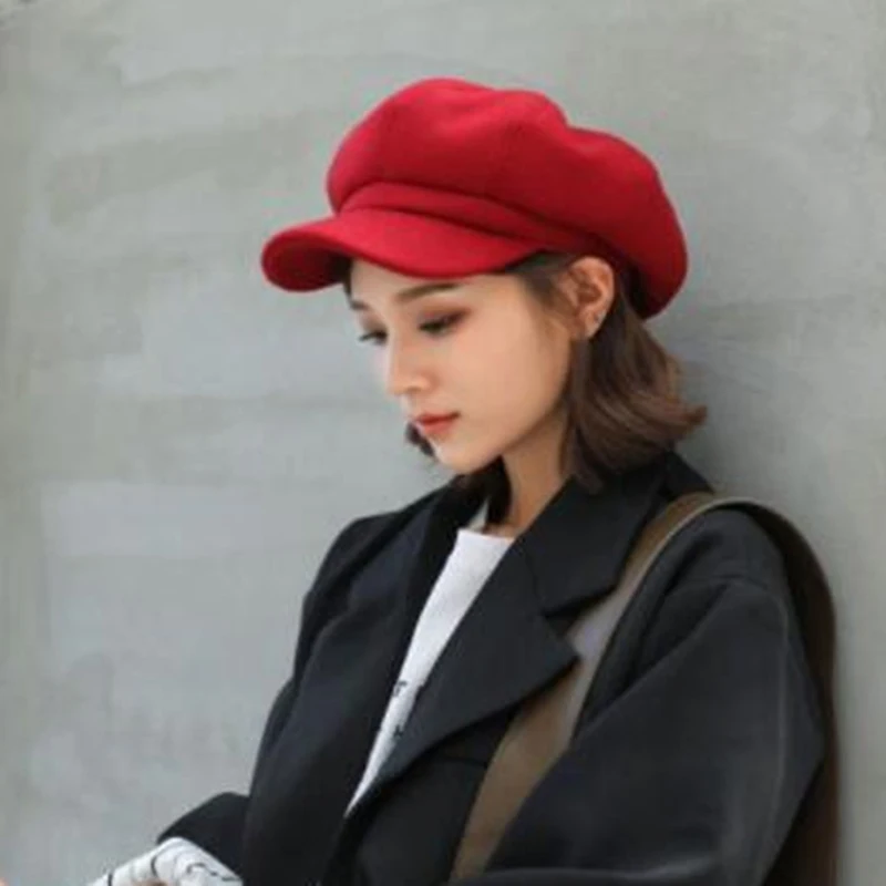 

Wool Painter Beret Women Hat Autumn And Winter Literary Beret Solid Color Korean Style Wild British Vintage Caps For Girls