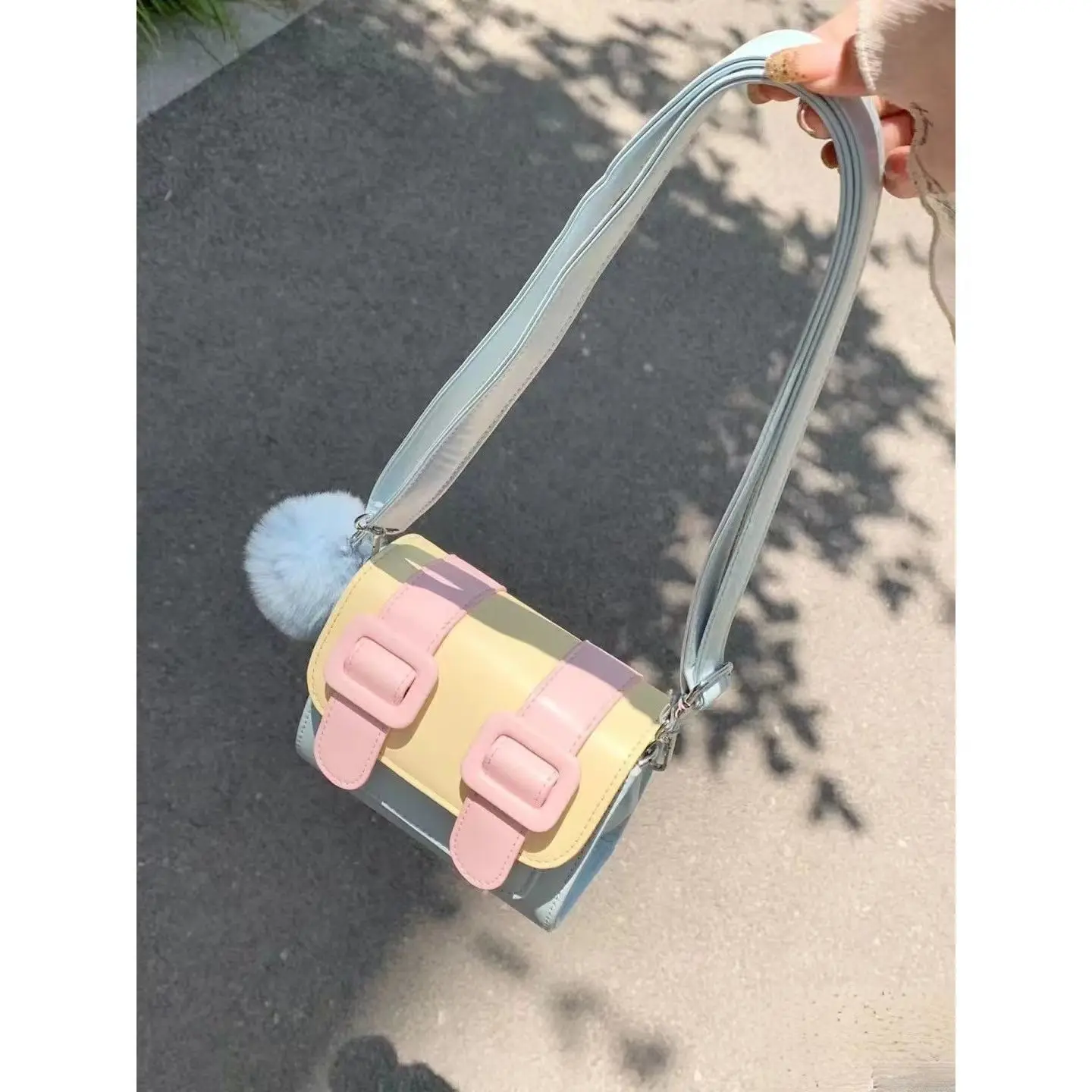 Summer 2022 New Fashion Contrasting Color Small Square Bag Simple Casual All-match Sweet Messenger Handbag