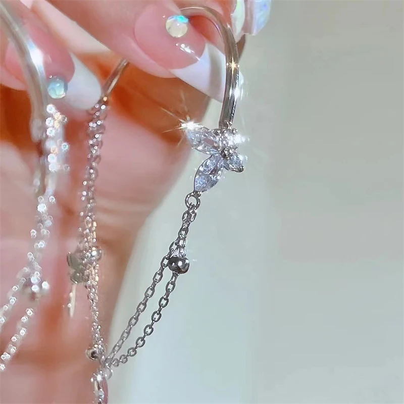 

Elegant Silver Color Butterfly Bangle Bracelet For Women Girls Fashion Simple Shiny Zircon Party Charm Jewelry Girlfriend Gifts