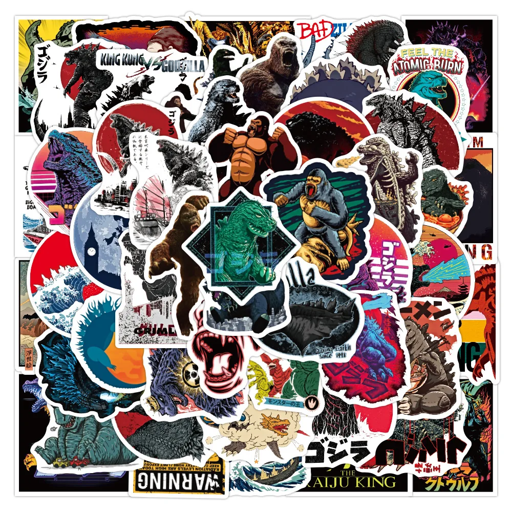 

10/50Pcs Godzilla Stickers King Kong Sticker for Laptop Phone Case Girls Cool Anime Stickers Kids Classic Toys