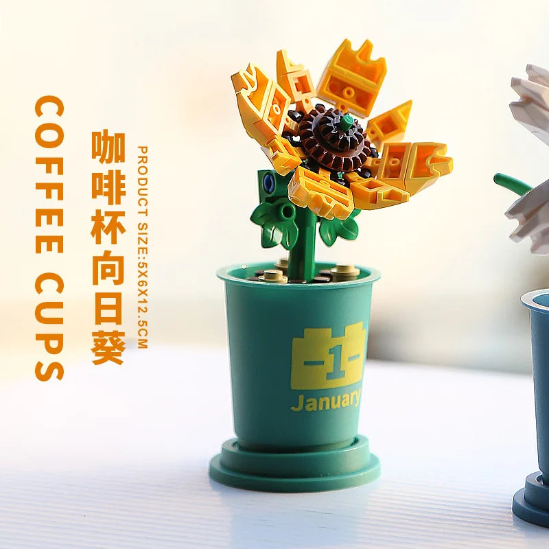 

Sunflower Plum Blossom Daffodil Lily of the Valley Building Blocks Flowers Tree Plants DIY Assembly Free Shipping