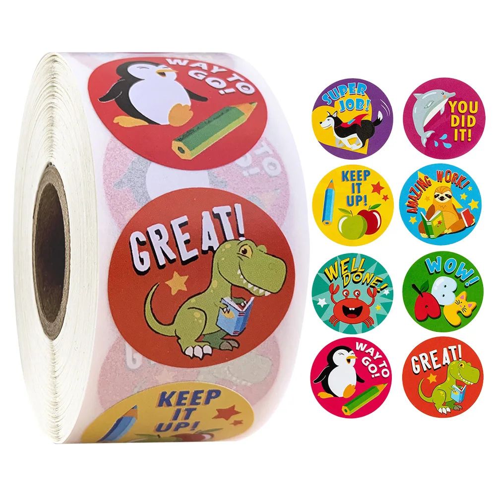 

100-500pcs Cartoon Animals dinosaur penguin Stickers Thank you scrapbooking kawaii stationery School Teacher rewards kids 귀여운