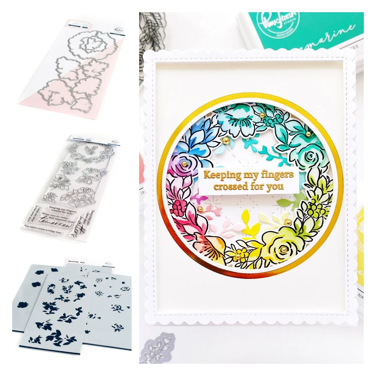 

2022 Spring Rainbow Floral Washi Cutting Dies Clear Stamps Layering Stencils Diy Craft Paper Cards Decoration Embossing Molds