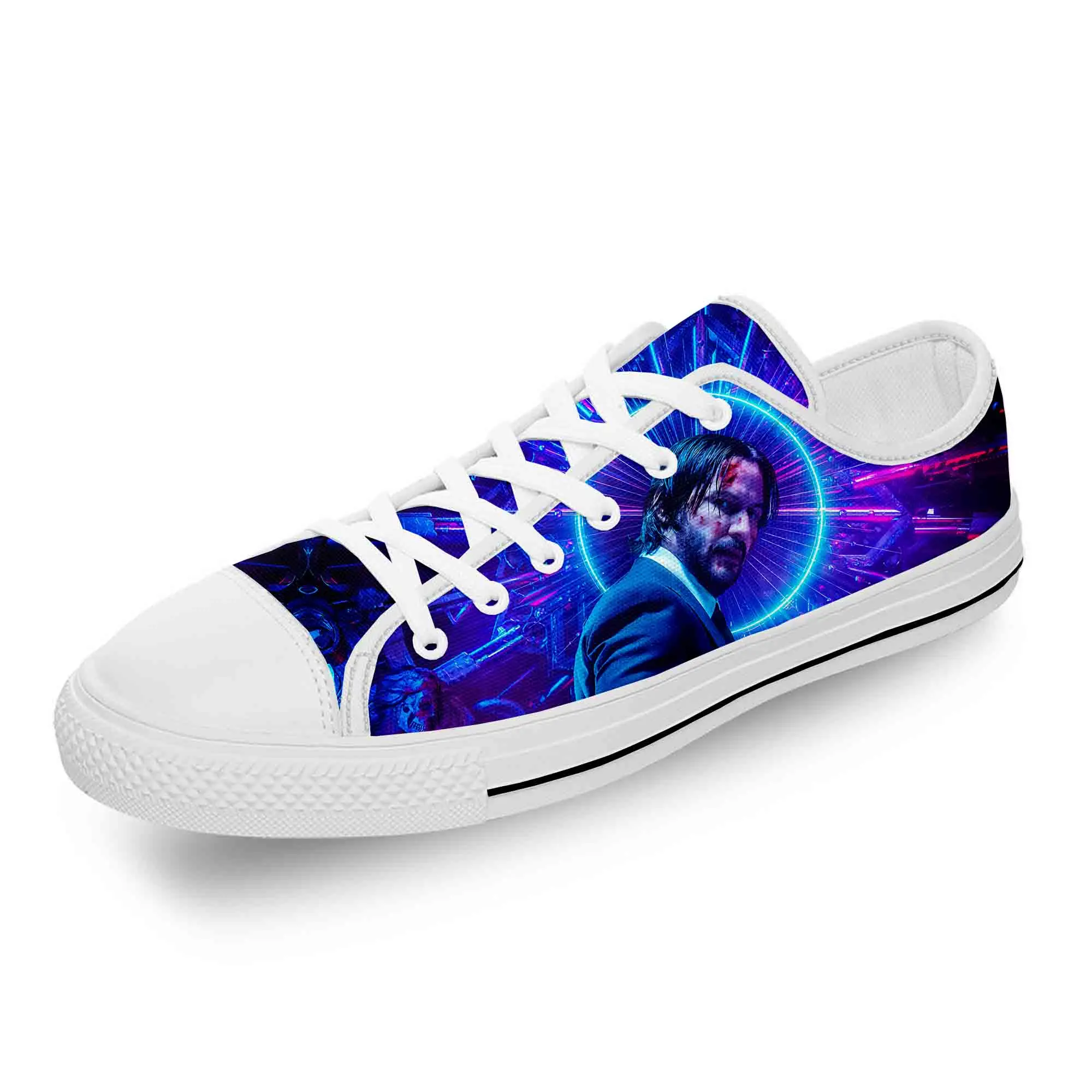 

Movie star Keanu Reeves Hot Cool White Cloth Fashion 3D Print Low Top Canvas Shoes Men Women Lightweight Breathable Sneakers
