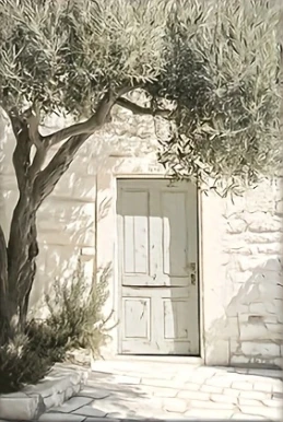 

Плоский холст "Оливковое дерево", ретро стиль