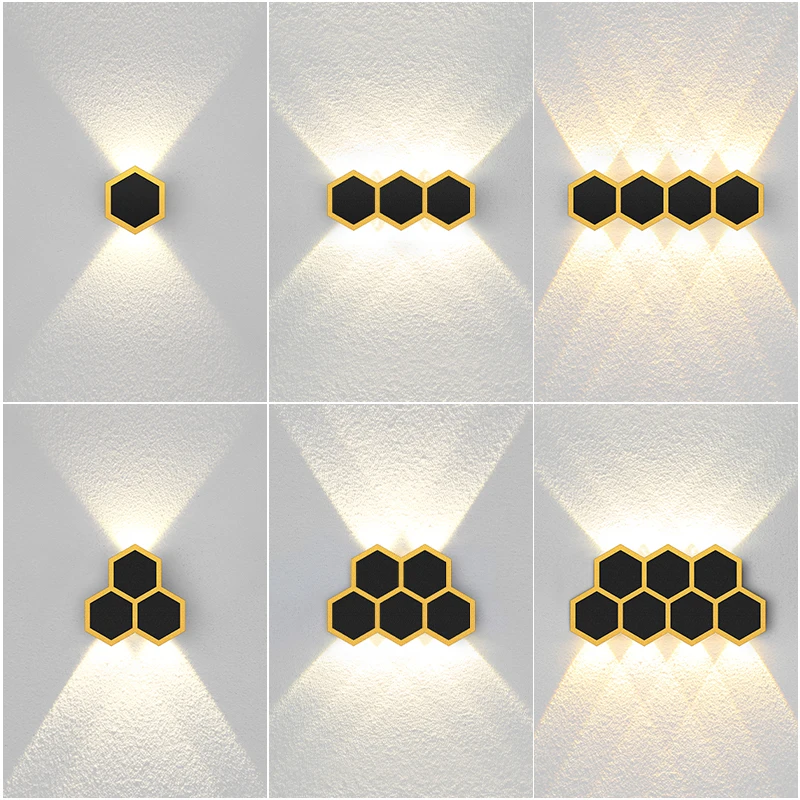 Светодиодная настенная лампа с сотовым дизайном алюминиевое водонепроницаемое
