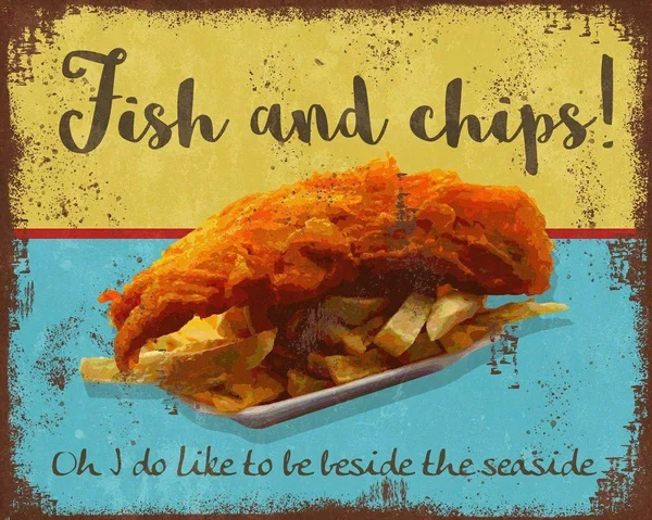 

Fish and Chips Seaside Vintage Retro Style Metal Sign Advert Wall Plaque Metal Painitng Metal Plaque 20x30cm Poster 2021 Hot
