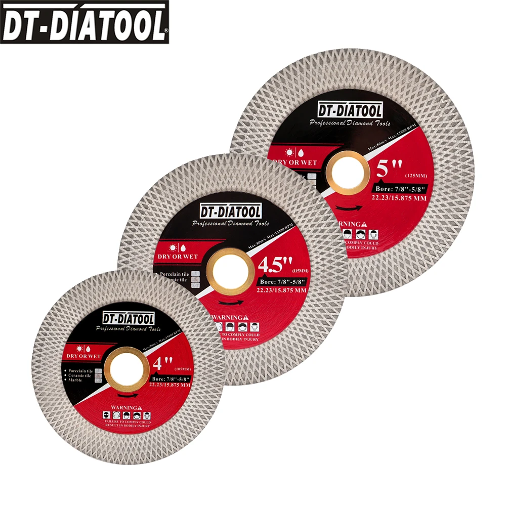 

DT-DIATOOL 1pc Dia105/115/125mm Cutting Grinding Blades Ceramic Tile Dry Wheel Grit60/70 Arbor22.23mm Diamond Saw Disc