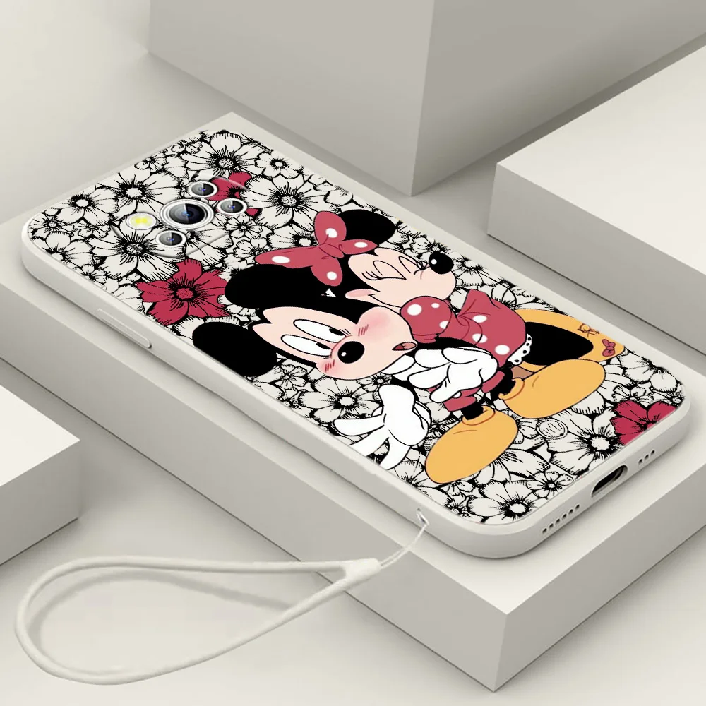 

Flower Minnie Mickey Mouse Phone Case For Xiaomi POCO M5s M4 M3 X4 X3 NFC X2 F4 F3 GT Pro C40 C3 Liquid Rope Funda Cover