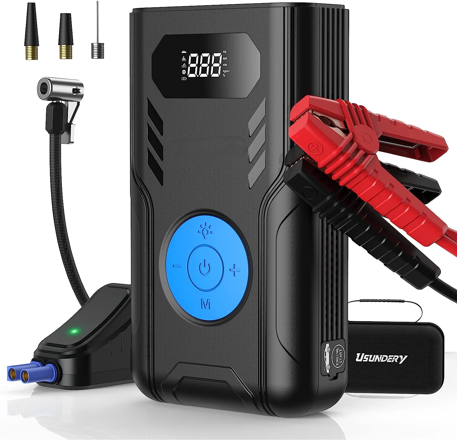 Portable Car Jump Starter with Air Compressor, 2000A 120PSI Car Battery Charger Jump Starter, Up to 7.5 Gas/6.5L Diesel, 12V Jum
