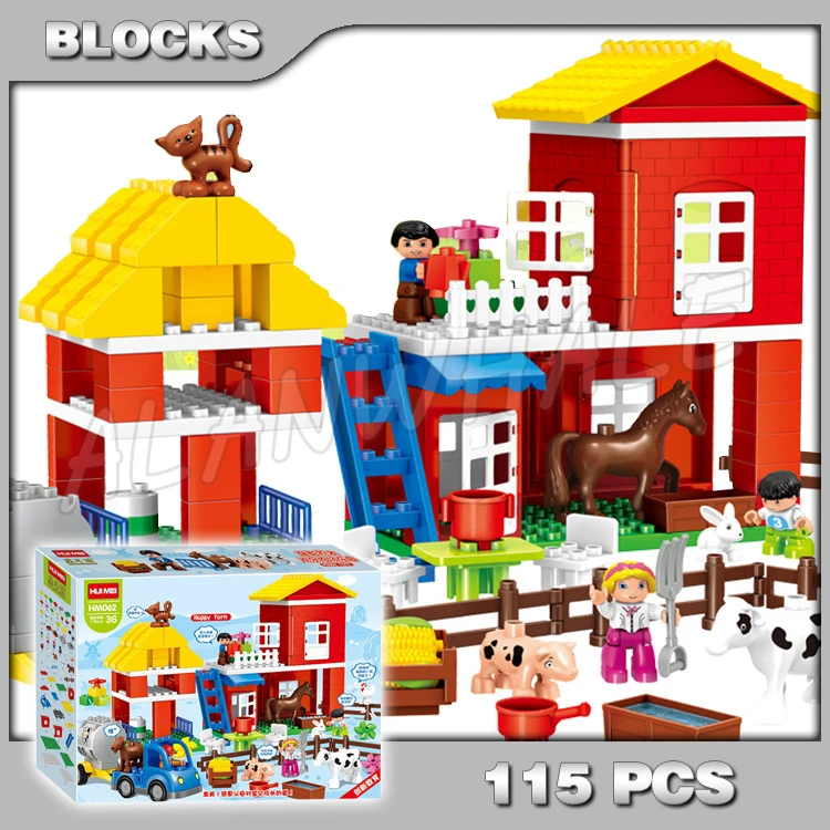 

115 шт. My First Ville Town большая ферма, семейный дом, животные, разведения земли 062, строительные блоки, игрушки, подарки, совместимы с моделью