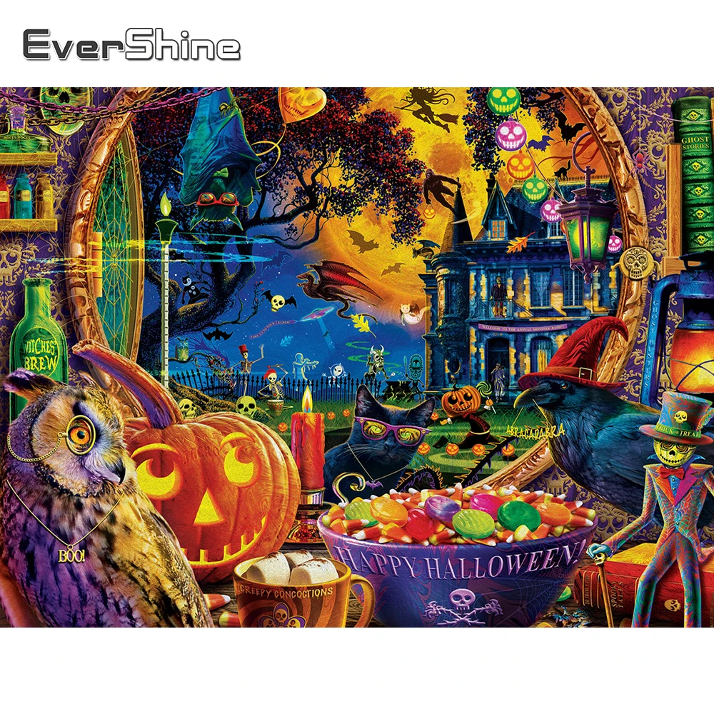 

EverShine алмазная мозаика замок вышивка крестиком Новое поступление алмазная вышивка ночь пейзаж Алмазная Живопись сова картина стразы тыква ...