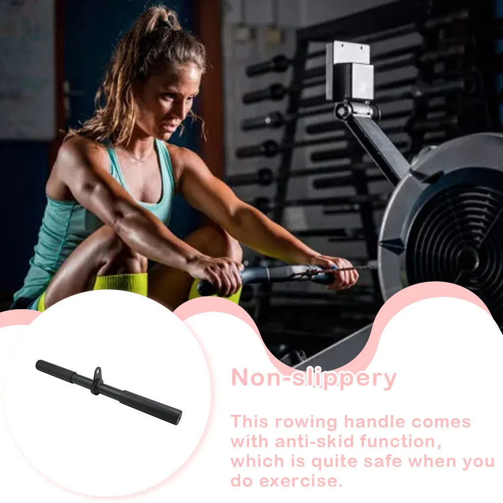 

Straight Bar Non-slippery Rowing Handle Machine Attachments Workout Holder