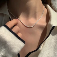 aprilwell trendy sparkling necklace for women silver color luxury simple kpop clavicle choker chains jewelry gifts accessories