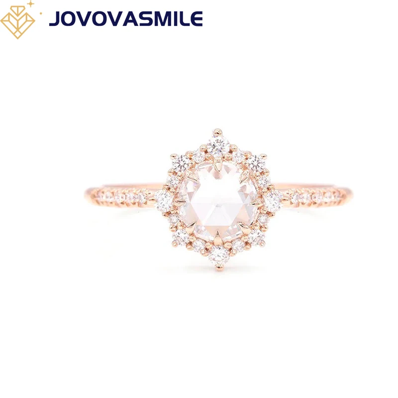 JOVOVASMILE Moissanite Engagement Rings For Women Luxury 0.5carat 5.5mm Rose Cut Real 18k Gold Jewelry  With Gra Certification