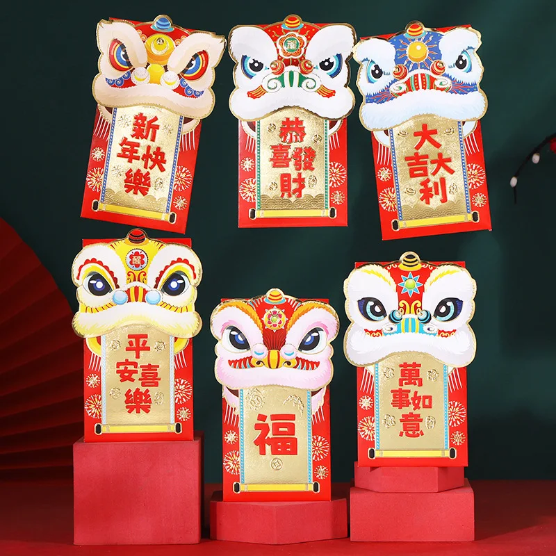 

Lion Dance Red Envelope 2022 New Year of Tiger Three-dimensional Wedding Red Packet The New Year Spring Festival Red Envelope