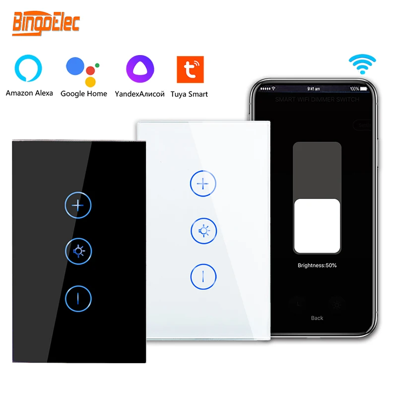 

Bingoelec Tuya Smart Life WiFi Touch Dimmer Switch Light APP US Wireless Timer Remote Control With Alexa Google Home 220V 110V