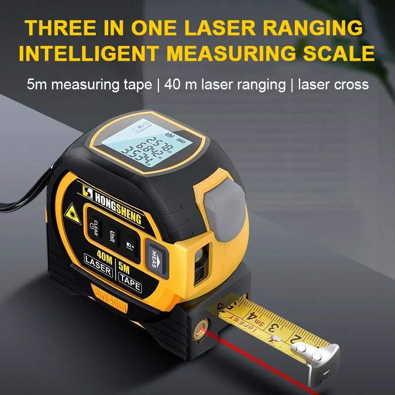 

40/60m Laser Rangefinder 3 in 1 Laser Tape Measure Range Finder LCD Display with Backlight Building Distance Measurement Device