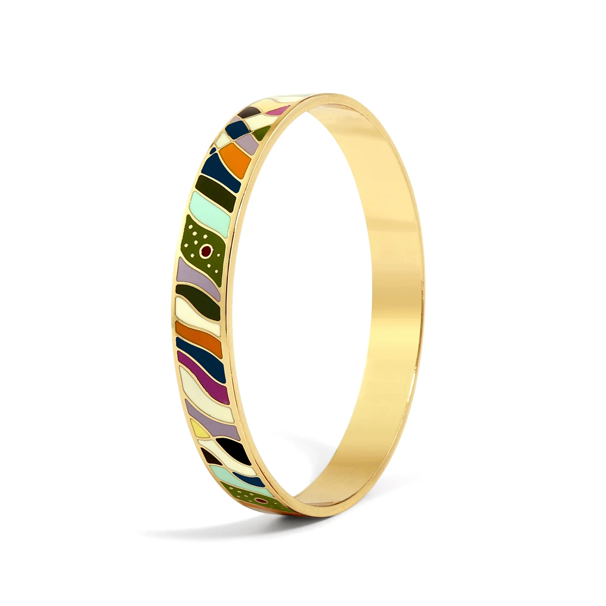 

Vsy Trends wholesale price stainless steel spring colorful 10mm cloisonne jewelry enamel bangle bracelet