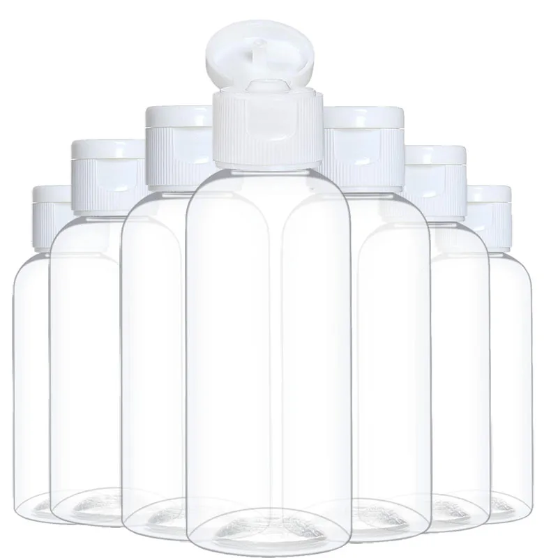25pcs 5ml - 100ml Plastic PET Clear Flip Lid Lotion Bottles Cosmetic Shampoo Sample Containers Travel Liquid Refillable Vials