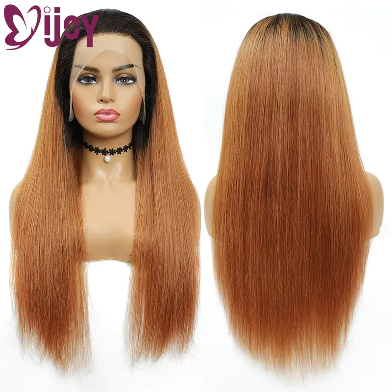 Ombre Brown 13x4 Парики из натуральных волос на кружеве для женщин Прямые волосы 4x4 Парик