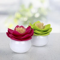 1 pcs flower pattern cotton swab holder storage container toothpick organizer tube with dust cover plastic toothpick storage box