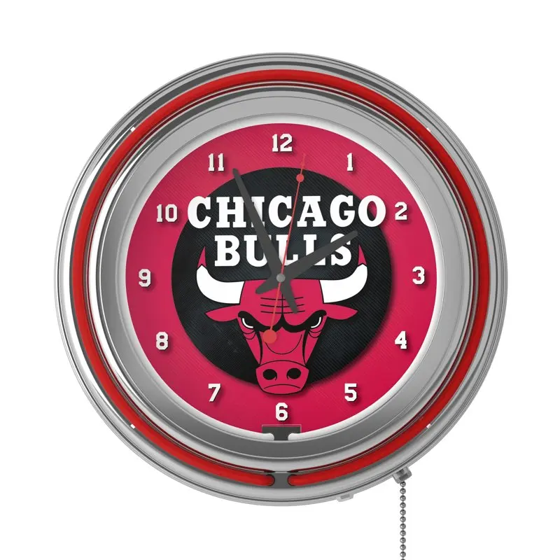 

Newest, Stylish, Eye-Catchy Chrome Double Ring Neon Clock by Bulls - Enhance Your Room's Look with Standout and Modern Style!