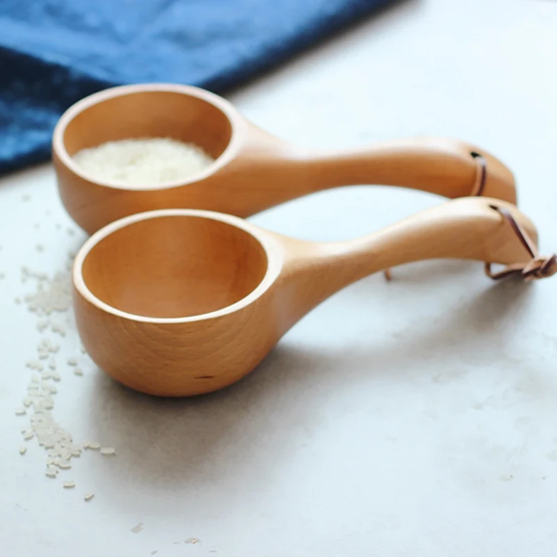 

1PC Solid Wood Scoop Japanese-style Short Handle Rice Scoop Kitchen Water Scoop Wooden Spoon Bath Sauna Wooden Bucket Spoon