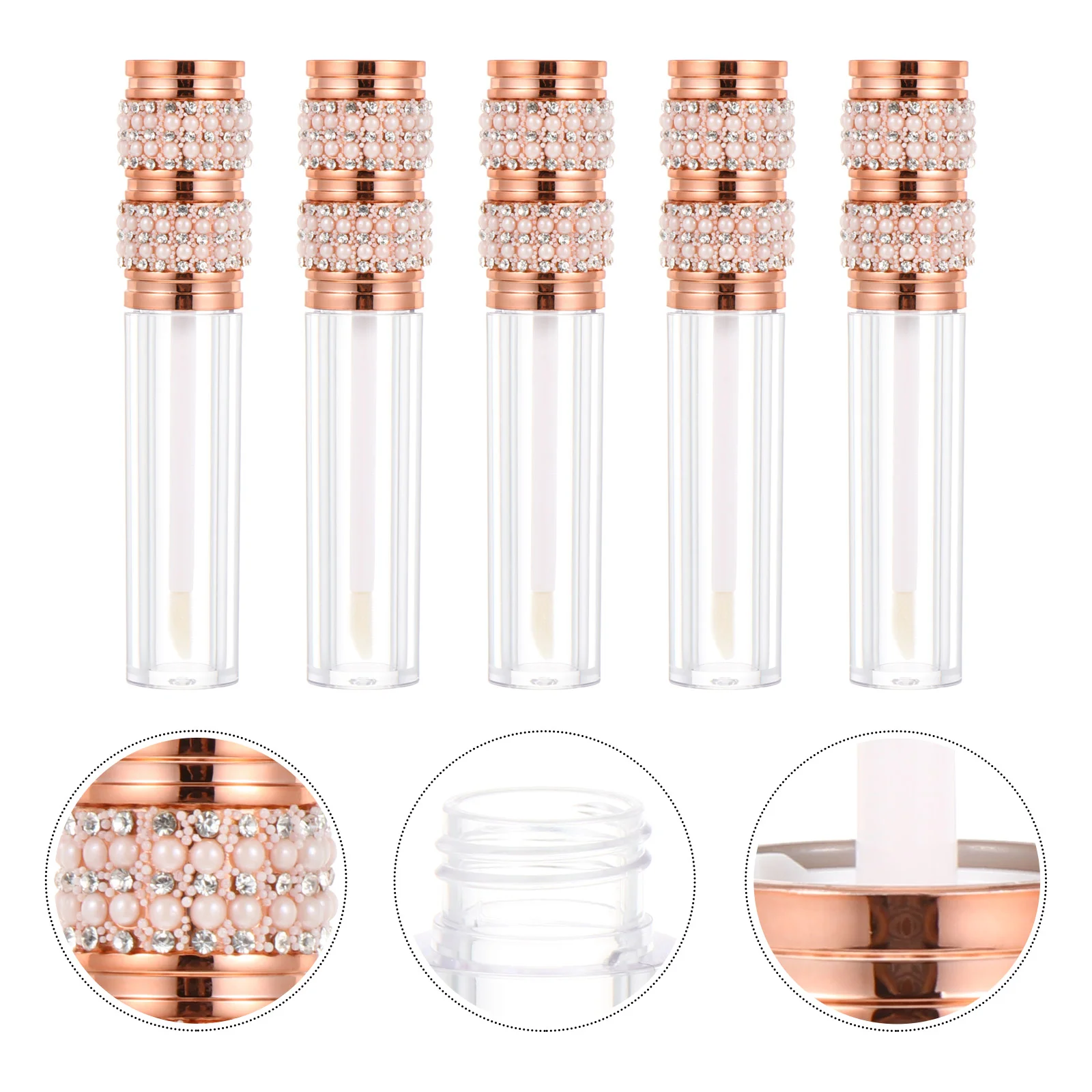 

5pcs Diamond Empty Refillable Lip Gloss Tube Lip Gloss Bottles Lipstick Tube Lip Balm Bottles for Trip
