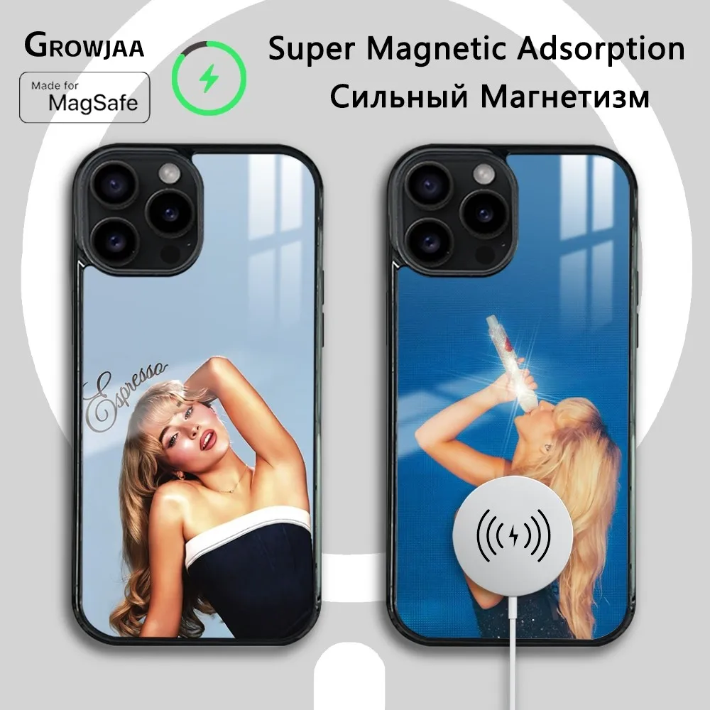 Магнитный чехол для телефона Singer S-Sabrina C-Carpenter iPhone 15 14 13 12 11 Pro Max Plus мини-зеркальный