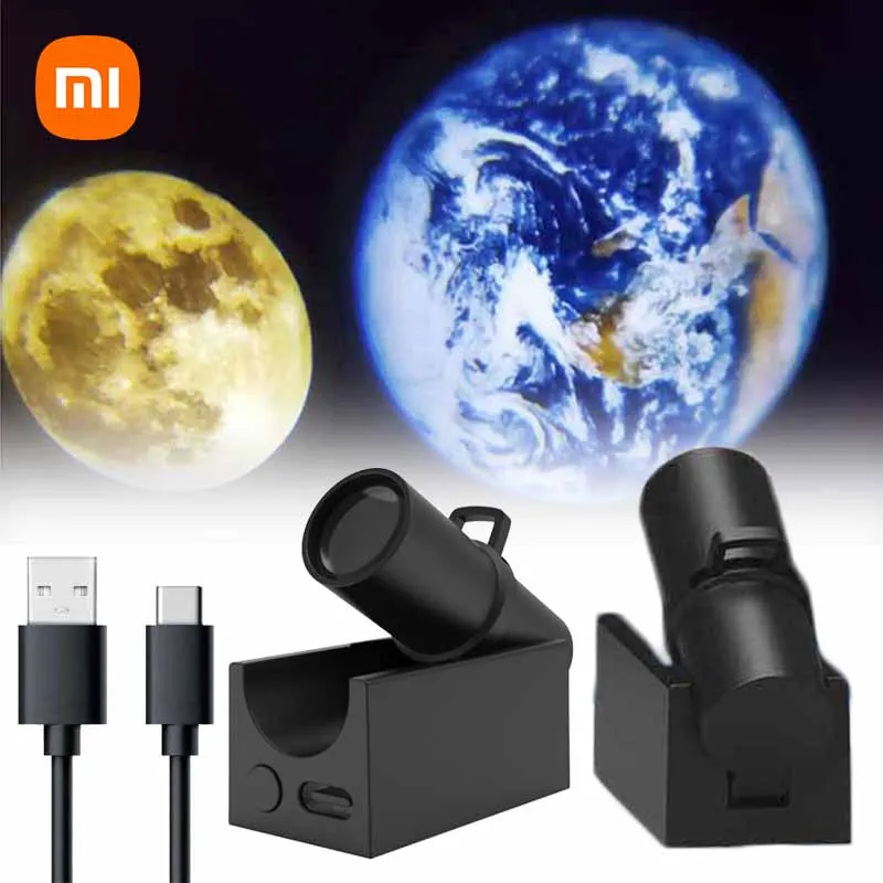 XIAOMI Earth Moon Projector Night Light Planet Moon Earth Projection LED USB Lamp Kids Bedroom Atmosphere Wall Decor Lighting