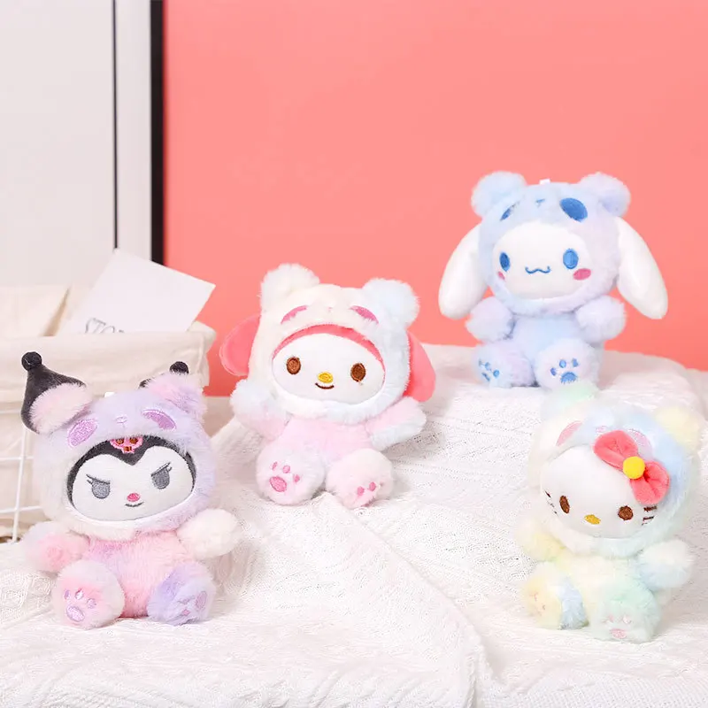 

Sanrio Hello Kitty Cinnamoroll Kawaii Anime Schoolbag Pendant Plush Cute Cartoon My Melody Doll Keyring Birthday Gifts for Girls