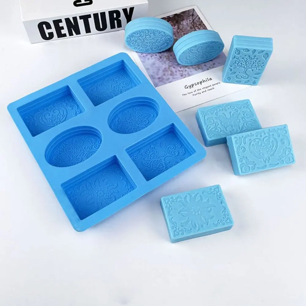 

6 Cavities Silicone Soap Molds Oval Rectangle Shape Handmade Soap Mold Drop Glue Molds Soap Making Tools Candle Molds
